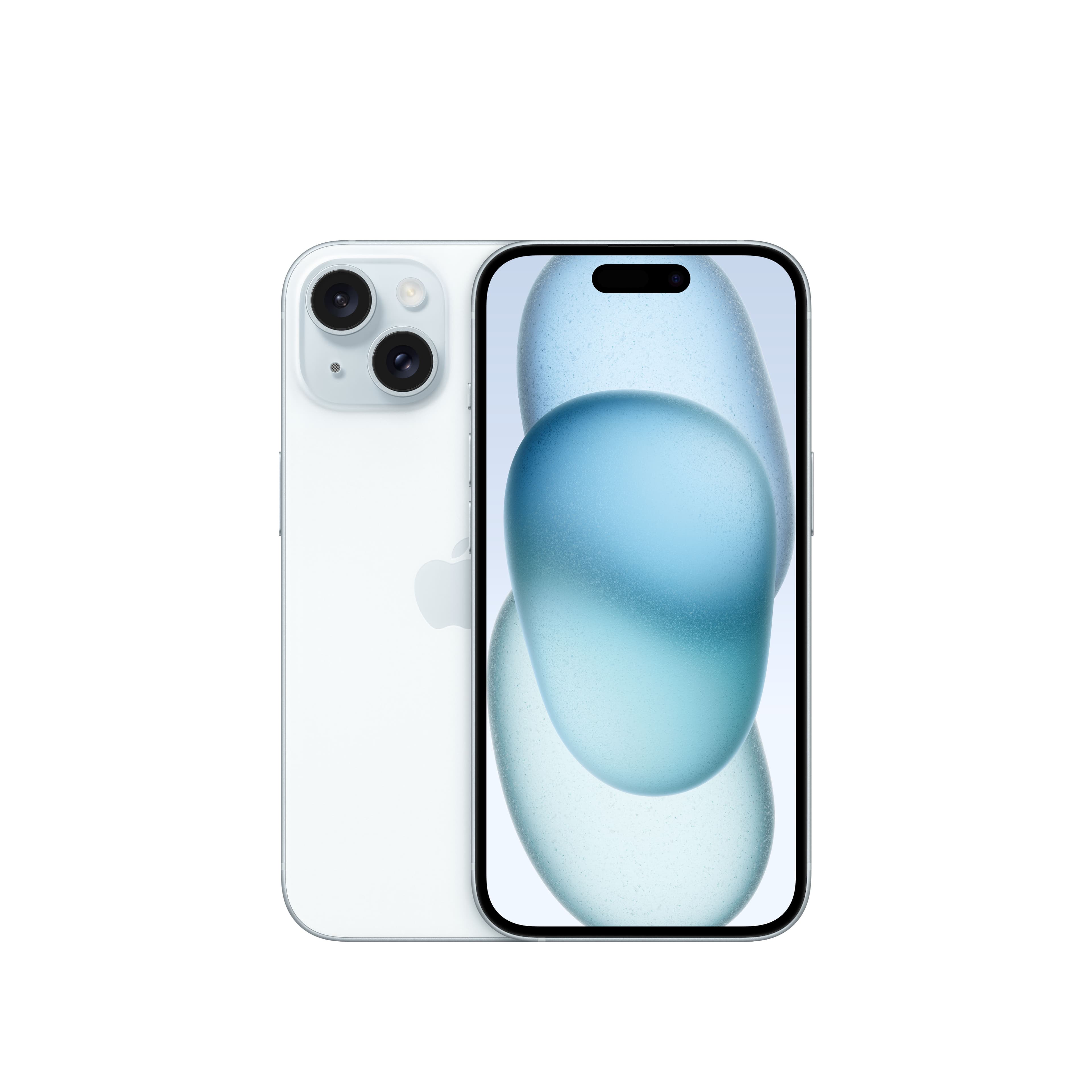 Imagen de catálogo del iPhone 15 azul. La imagen no acredita el estado de una unidad concreta ni la oferta de Amazon.