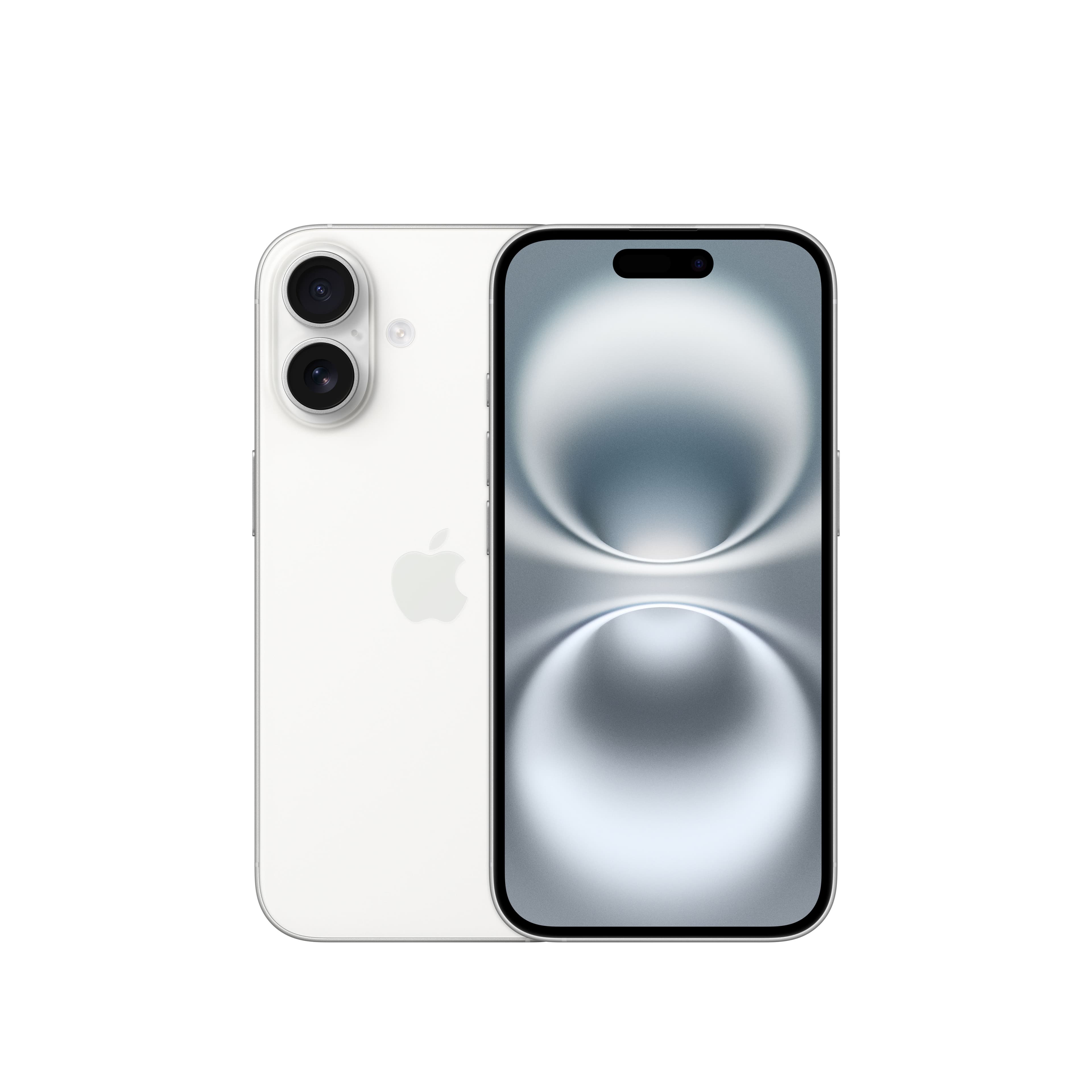 Imagen de catálogo del iPhone 16 blanco. La imagen no acredita el estado de una unidad concreta ni la oferta de Amazon.